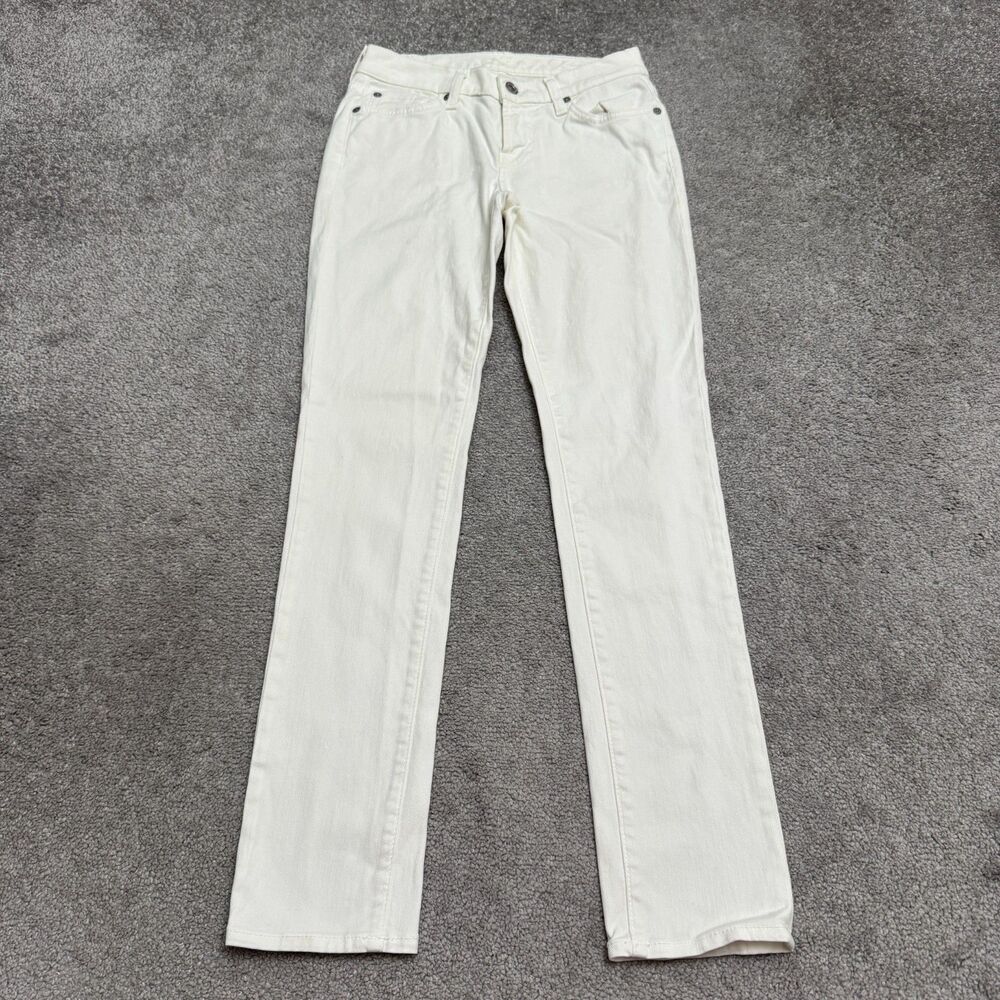 7 For All Mankind The Skinny Cigarette Denim Jeans Women 25 White Stretch Casual